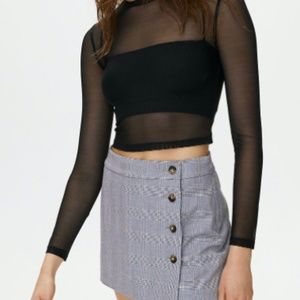 Sunday Best sheer mesh black long sleeve crop